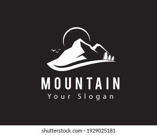 black mountain rock night view logo symbol design illustration inspiration