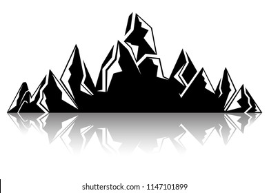 black mountain and shadow on white background