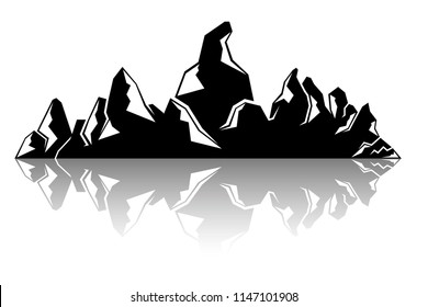 black mountain and shadow on white background