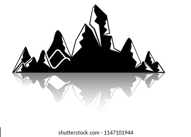 black mountain and shadow on white background