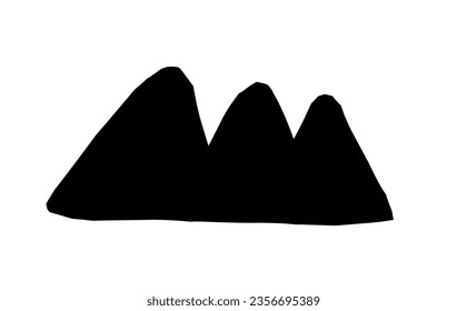 Black mountain shape with three peaks vector design.