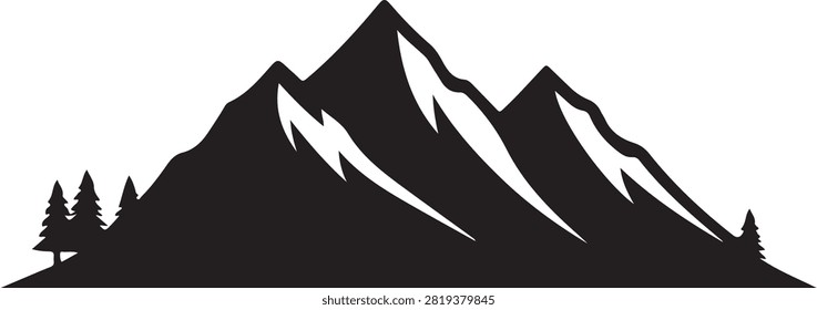 Black mountain silhouette with trees vector illustration