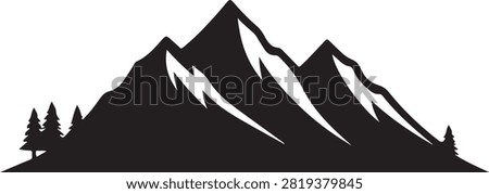 Black mountain silhouette with trees vector illustration