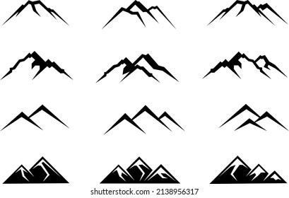 Black Mountain silhouette vectors can be used for logos, icons, t-shirt designs, hats, totes, posters and banners.