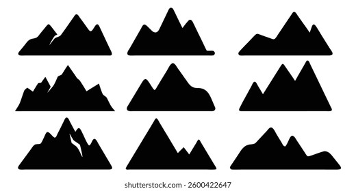 Black Mountain Silhouettes for Design Elements vector on white background