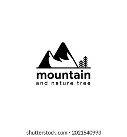 black mountain and tree nature icon logo template