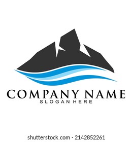 Black mountain and wave vector logo