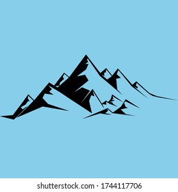 Black mountains and blue backgrounds.