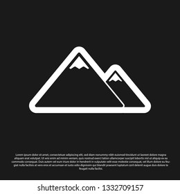 Black Mountains icon isolated on black background. Symbol of victory or success concept. Vector Illustration