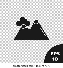 Black Mountains icon isolated on transparent background. Symbol of victory or success concept.  Vector Illustration