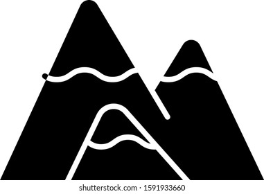 Black Mountains icon isolated on white background. Symbol of victory or success concept.  Vector Illustration