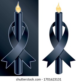 Black Mourning Candle Black Ribbon Vector Stock Vector (Royalty Free ...