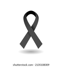 Black Mourning Ribbon - 3D Vector Symbol