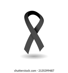 Black Mourning Ribbon - 3D Vector Symbol