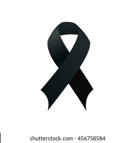 A black mourning ribbon, isolated on white background. 