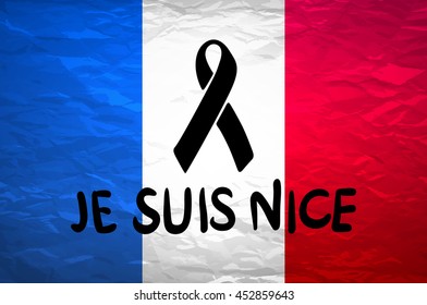 black mourning ribbon on a flag of France vector art