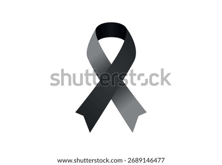 Black mourning ribbon on a white background