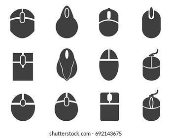 black mouse icons set