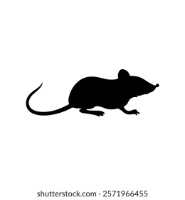 Black Mouse silhouette vector illustration on white background.