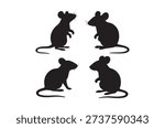 Black mouse silhouettes, arranged in a four-image set, against a stark white backdrop.