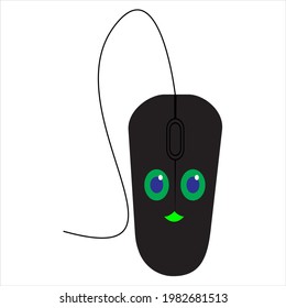 
Black mouse vector with funny face