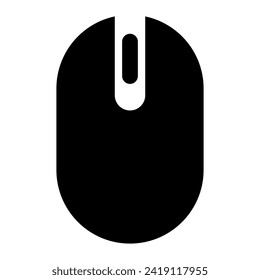 Ratón negro con el icono de la línea de la rueda. Computadora, gadget, tecnología, eSports, dispositivos, sensibilidad, teclado. Icono de vector para negocios y publicidad