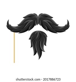 Black Moustache and Goatee Beard as Party Birthday Photo Booth Prop Vector Illustration