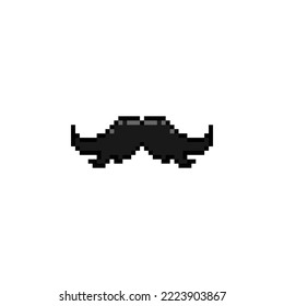 Black moustache sticker pixel art vector