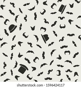 Black moustaches and hats on beige pattern