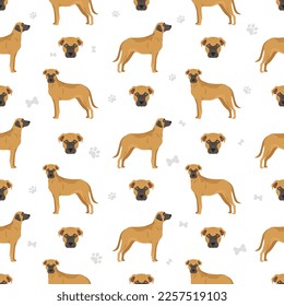 Black mouth cur seamless pattern.  Vector illustration