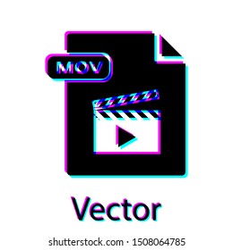 Black MOV file document. Download mov button icon isolated on white background. MOV file symbol. Audio and video collection.  Vector Illustration