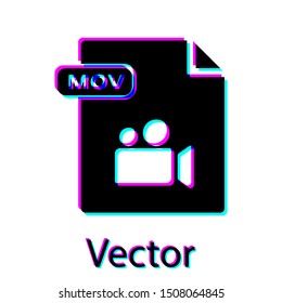 Black MOV file document. Download mov button icon isolated on white background. MOV file symbol. Audio and video collection.  Vector Illustration