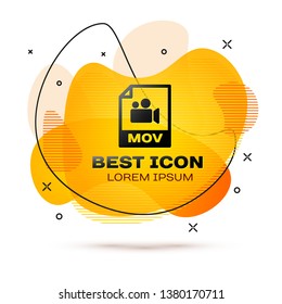 Black MOV file document icon. Download mov button icon isolated on white background. MOV file symbol. Audio and video collection. Fluid color banner. Vector Illustration