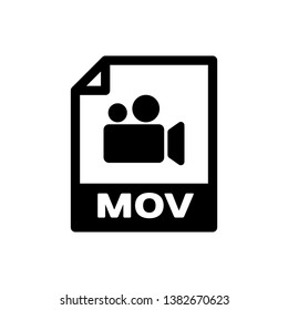 Black MOV file document icon. Download mov button icon isolated. MOV file symbol. Audio and video collection. Vector Illustration