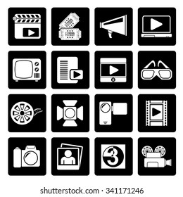 Black Movie and cinema icons -vector icon set