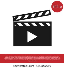 Black Movie clapper icon isolated on white background. Film clapper board icon. Clapperboard sign. Cinema production or media industry concept. Vector Illustration