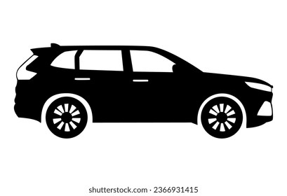 Black moving car icon isolated on white background. Suitable for all businesses.