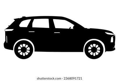 Black moving car icon isolated on white background. Suitable for all businesses.