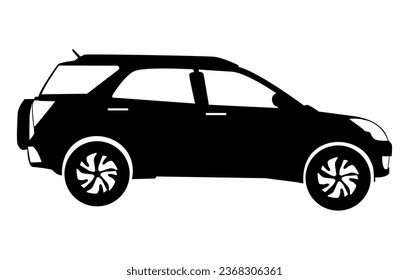 Black moving car icon isolated on white background. Suitable for all businesses.