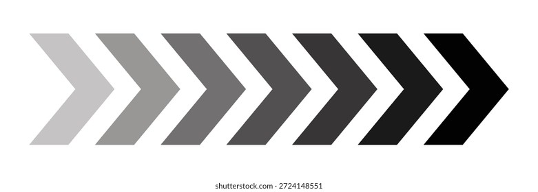 Sinal de seta dinâmica de movimento preto. sinal de seta direcional, design de vetor e ilustração.