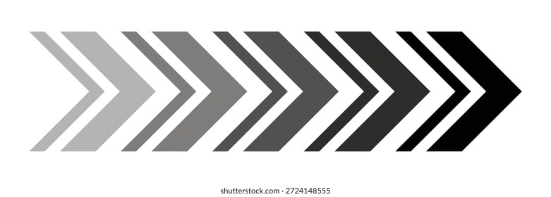 Sinal de seta dinâmica de movimento preto. sinal de seta direcional, design de vetor e ilustração.