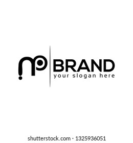 Black MP Monogram, letter logo, flat design