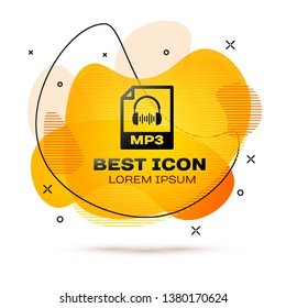 Black MP3 file document icon. Download mp3 button icon isolated on white background. Mp3 music format sign. MP3 file symbol. Fluid color banner. Vector Illustration