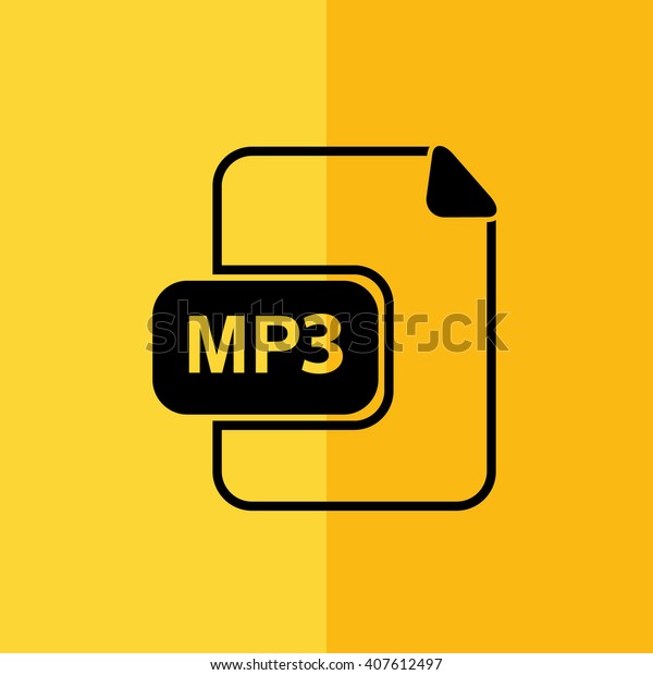 Download Black Mp3 Vector Icon Yellow Background Stock Vector Royalty Free 407612497