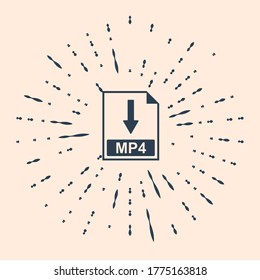 Black MP4 file document icon. Download MP4 button icon isolated on beige background. Abstract circle random dots. Vector Illustration