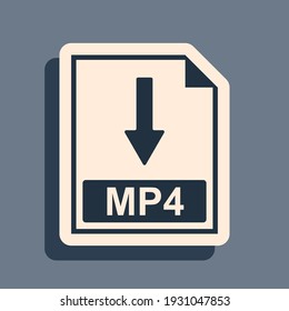 Black MP4 file document icon. Download MP4 button icon isolated on grey background. Long shadow style. Vector Illustration