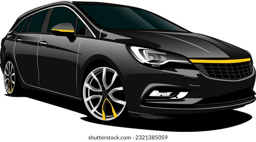 black mpv minivan hatchback citycar style car front side wheels vector illustration