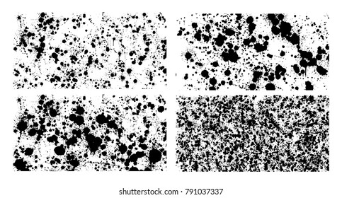 Black Mud Splatter Background Set - Grunge Vector Illustration  
