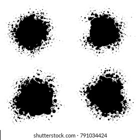 Black Mud Splatters - Grunge Vector Illustration  
