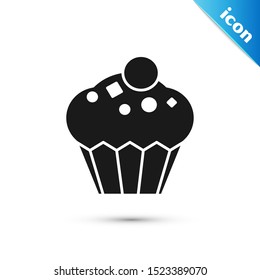 Black Muffin icon isolated on white background.  Vector Illustration